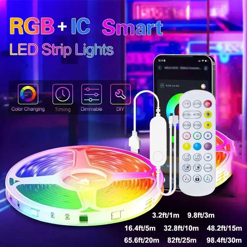 Tuya Smart WIFI RGBIC LED Strip Light Tape Addressable WS2811 IC Flexible RGB Neon LED Light USB APP Control for Alexa Google W251112