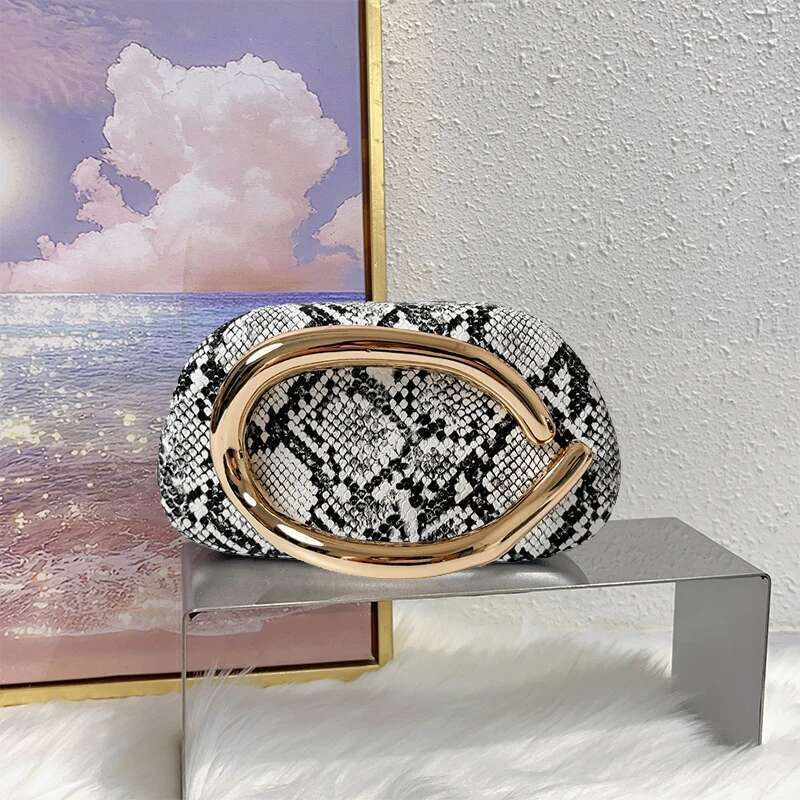 Banquet Shell Shaped Niche Brand Fashion Unique Quicksand Pattern Wedding Party Holiday Chain Shoulder Crossbody Bag Clutch