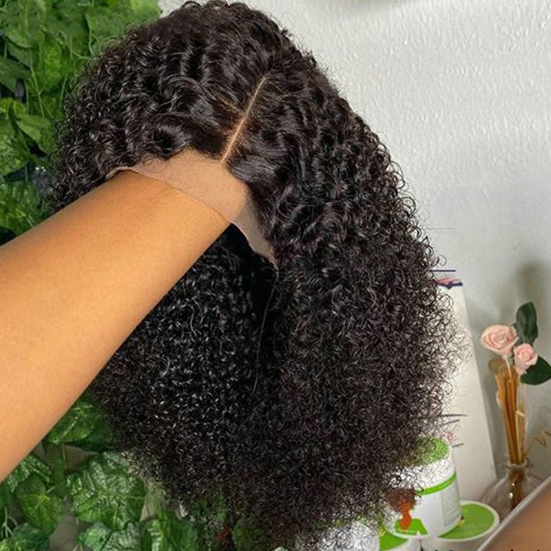 Short Kinky Wig Pre Plucked 13X4 Lace Peruvian Curly Human Hair Bob Wigs For Women