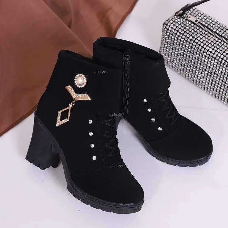 2025 New Designer High Heels Business Casual Women's Zipper Ankle Boots Waterproof Platform Platform Water Diameter Sandals