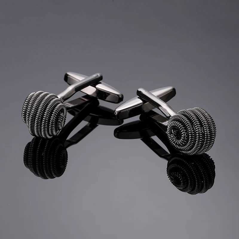 Classic Mens Shirt Twisted Cufflinks High Quality Blue Black Spiral Knot Cufflinks Business Set Accessories JewelryT250412