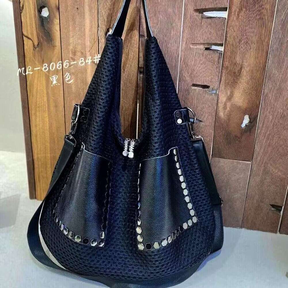 Backpack High end Trendy New Women's Personalized Mesh Single Shoulder Genuine Leather Big Handle Bag