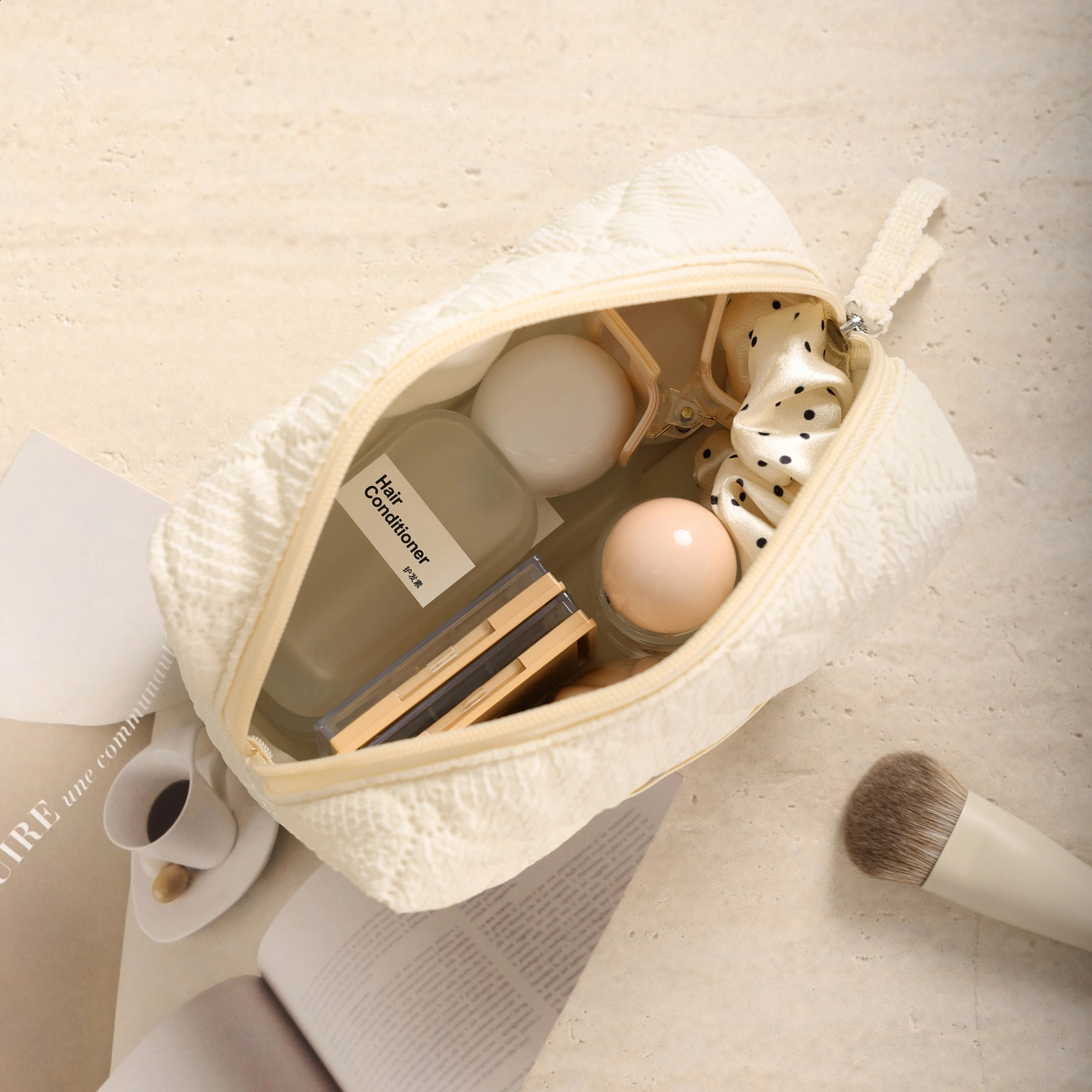 Womens Makeup Bag Quilting Womens Makeup Bag Portable Zipper Cosmetics Travel Organizer Womens Handbag 250410