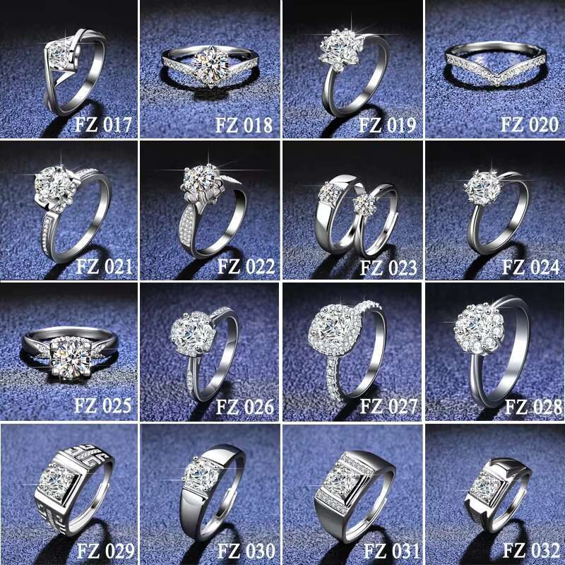 Moissanite Rings 1ct D VVS Silver 925 Moissanite Rings Wholesale Price Gra Moissanite Diamonds Hip Hop Ring