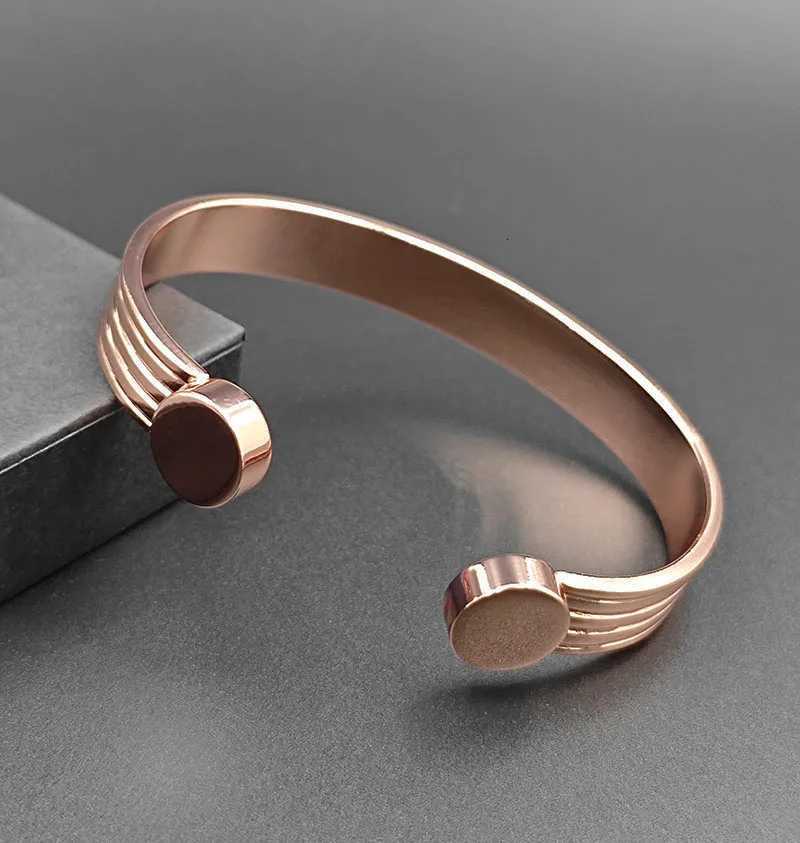 Pure Copper Bracelets for Men Women Rose Gold Color Adjustable Cuff Bangles Arthritis Health Big Magnets JewelryT251113