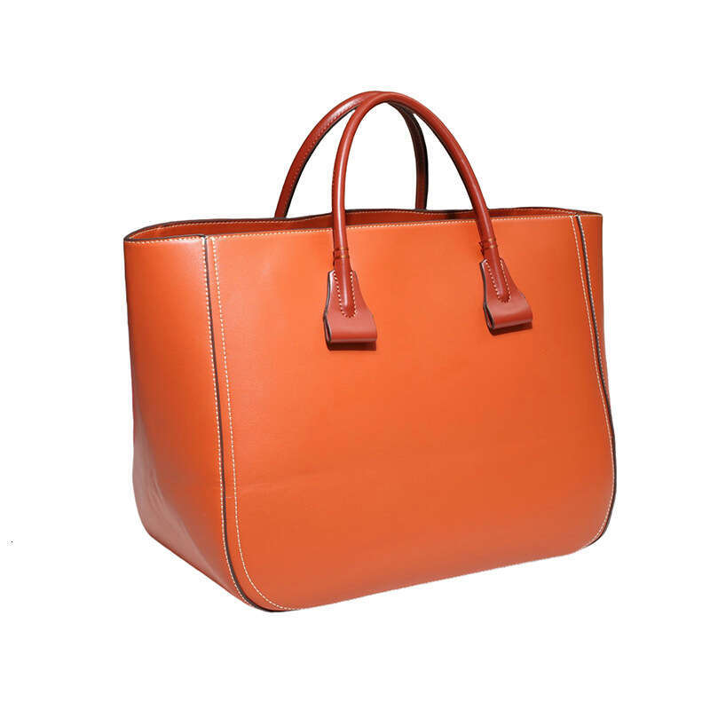 CHHC Solid Color Commuter Women's Handbag, Genuine Leather Luxury, Basket Bag, Large Capacity