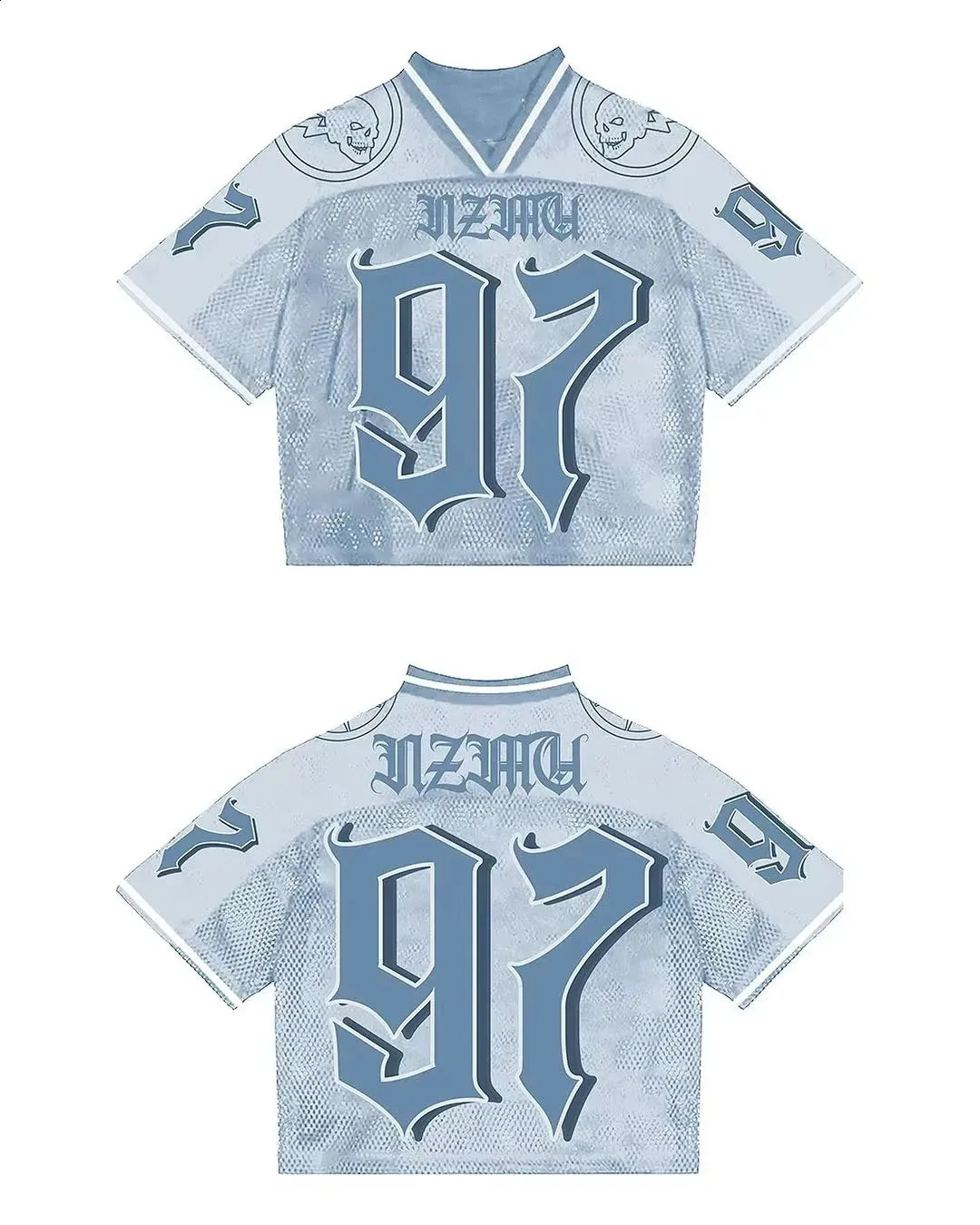 Harajuku style American Y2K British printed baseball sports short sleeved casual street Tshirt football shirt 250407