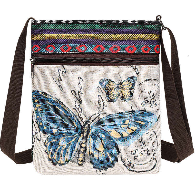 New best-selling embroidered ethnic style for women's cute outdoor travel mobile phone canvas crossbody shoulder bag