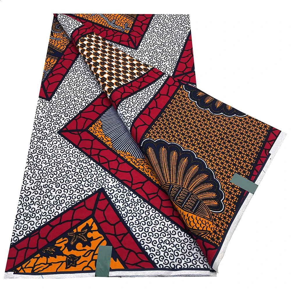 Latest African Wax Prints Fabric d Veritable Real Wax Ankara Wax 6Yards African 100% Cotton Fabric For Party Dress Y07 250407