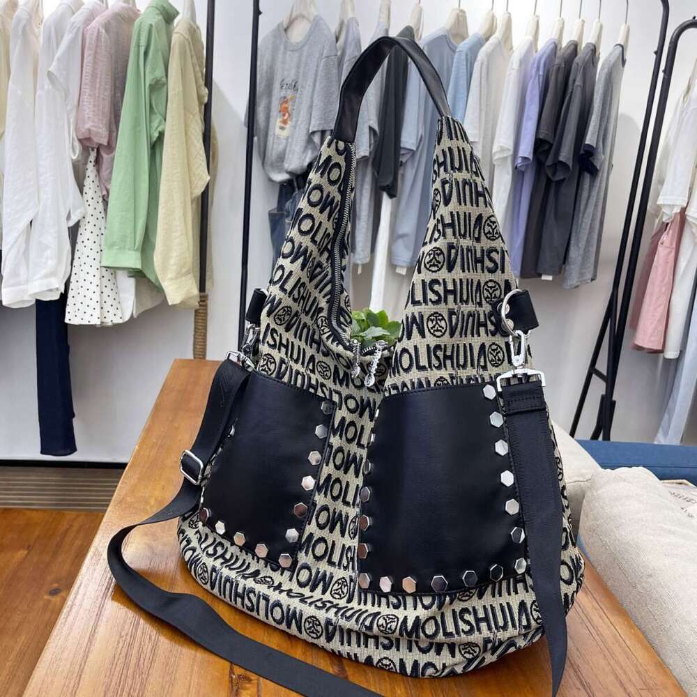 Backpack Jasmine Fashion Family Counter Leather Trendy Personalized Big with Rivet New Large Capacity Letter Shoulder Bag