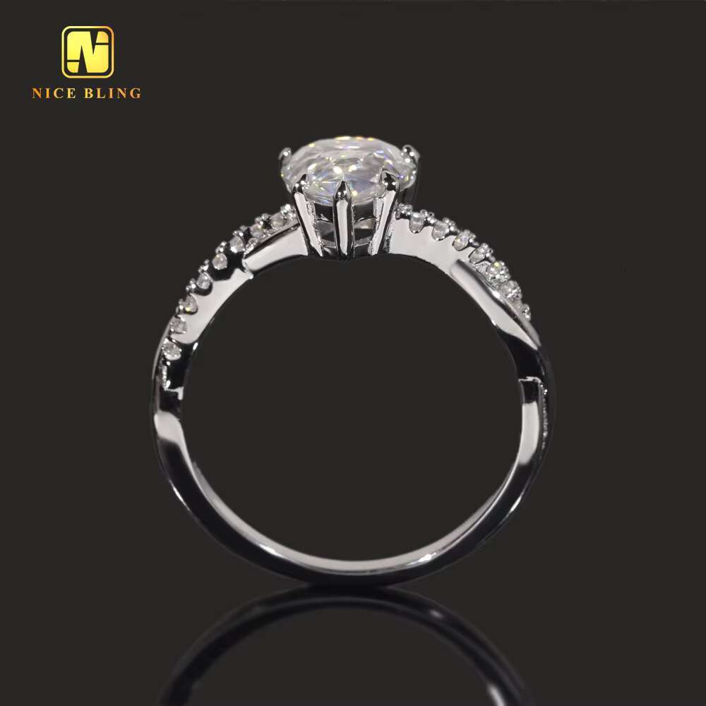 Pear Cut Big VVS Moissanite Diamond Fashion Jewelry Wedding Ring 925 Sterling Silver Rings Jewelry Engagement Ring for Women