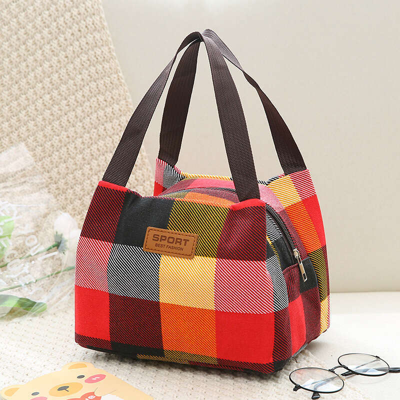 Canvas bento thickened waterproof handle mesh cloth hand-held small lunch box casual bag, women's bag