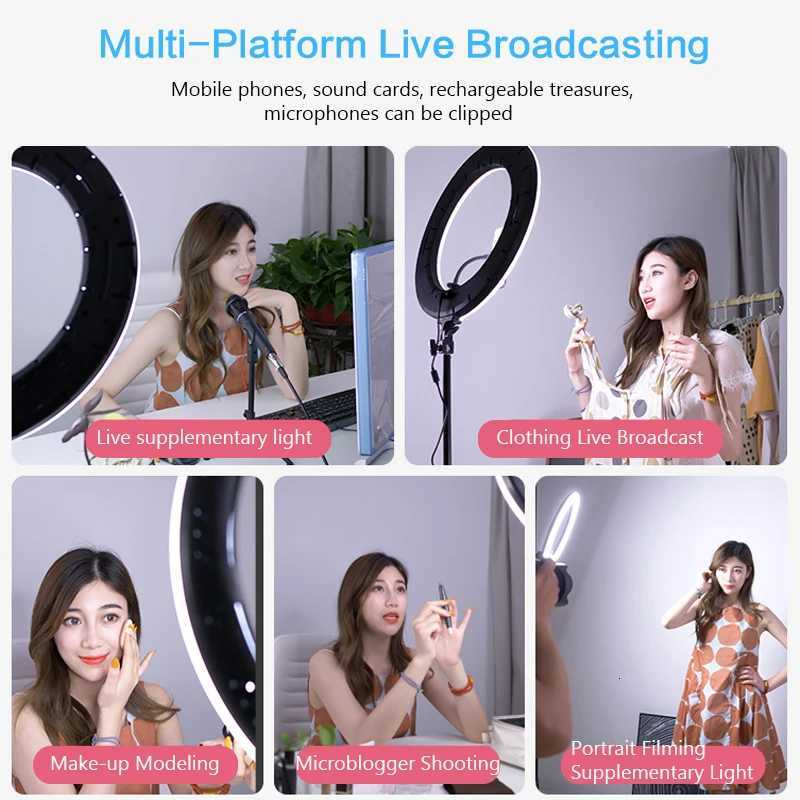 3200-5600K LED Ring Light 416pcs Led Bead 65W 18 inch Photography Lighting LED Ring Lamp for live broadcast Makeup VideoM251113