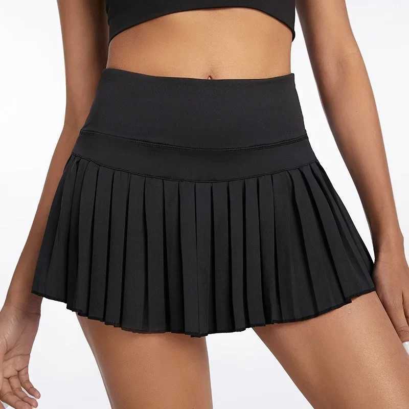 Cloud Rise Pocket Tennis Skiing Gym Golf Running Wrinkle Pantskirt Plus Size Sexy Women XS-XXL Sports Fitness High Waist Skort Y250412