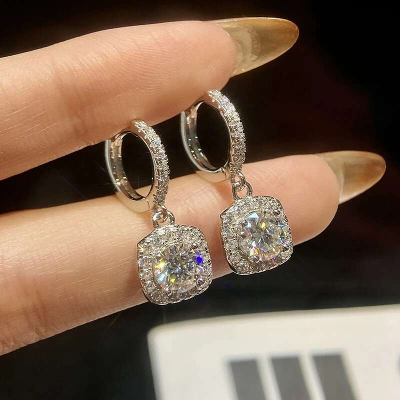 GRA 1CT Classical Certified Moissanite Diamond Hoop Earrings For Women Real 925 Sterling Silver Engagement Hot Sale Fine Jewelry