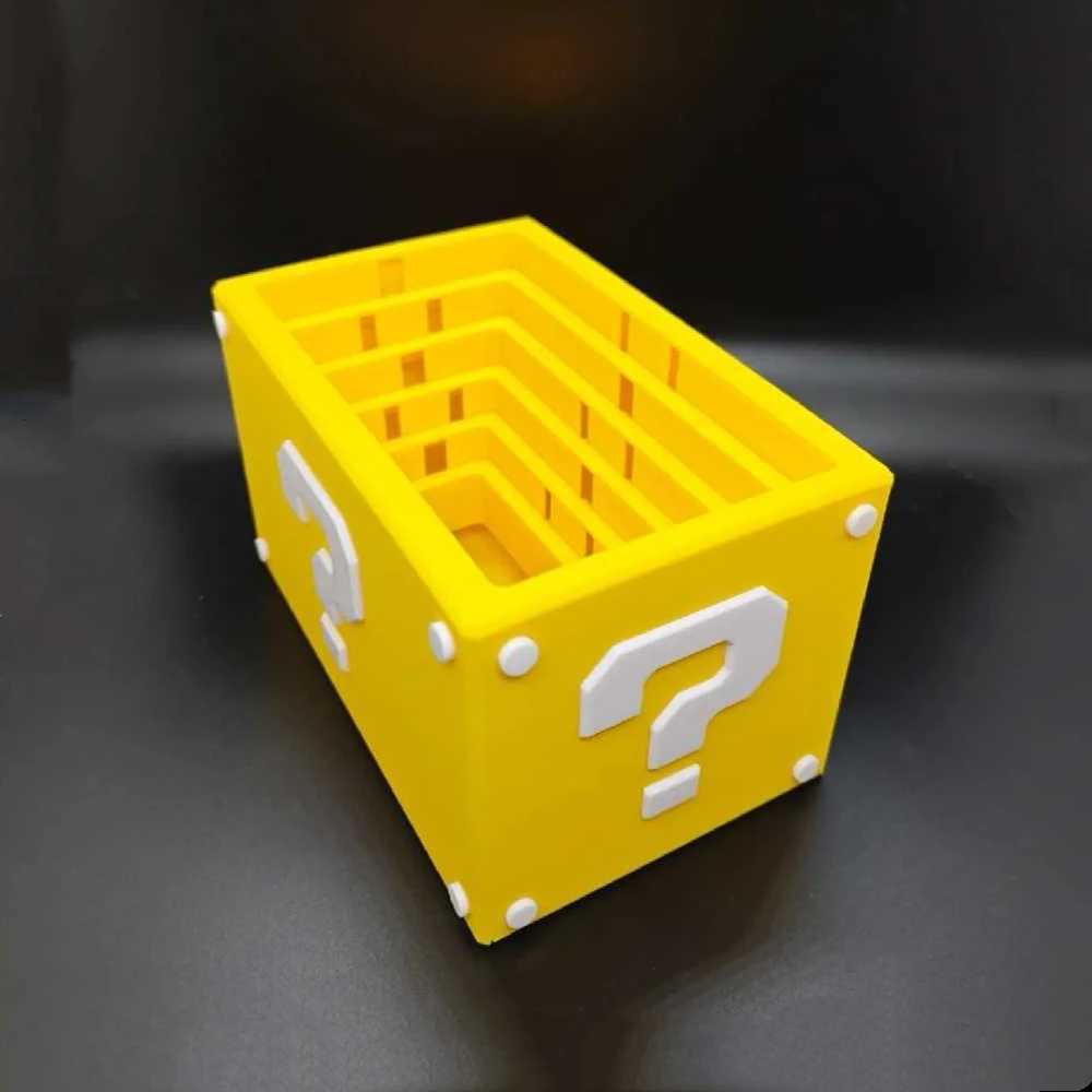 3D Printed Question Block Tissue Box with Auto Lowering Design for Decor Self Lowering Top for Easy Last Tissue Access Y251112