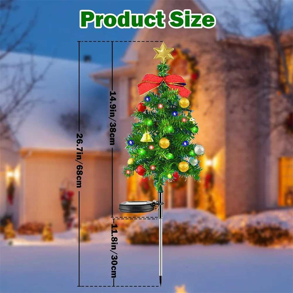 Christmas Tree Solar Lights Outdoor Waterproof LED Garden Pathway Lawn Landscape Festive Decorative Floor Lights Christmas Decor M251113