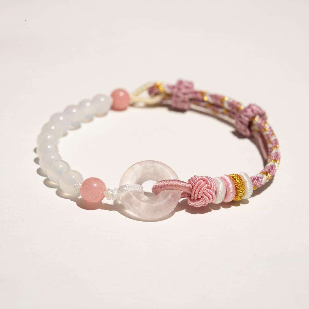 Dunhuang "Blossoming Peach" Rose Quartz Bracelet - Floral Pink Crystal Cord for Gentle Love & Joyful Beginnings, Adjustable
