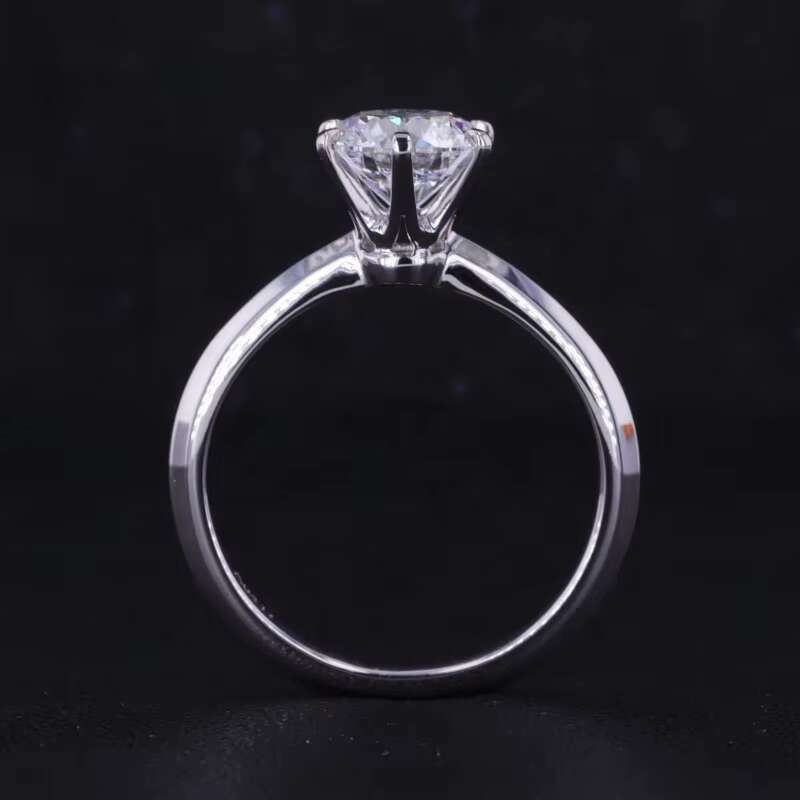 Starsgem Simple Style Ring 14k White Gold 1ct 1.5ct Round Emerald Moissanite Gemstone Engagement Ring