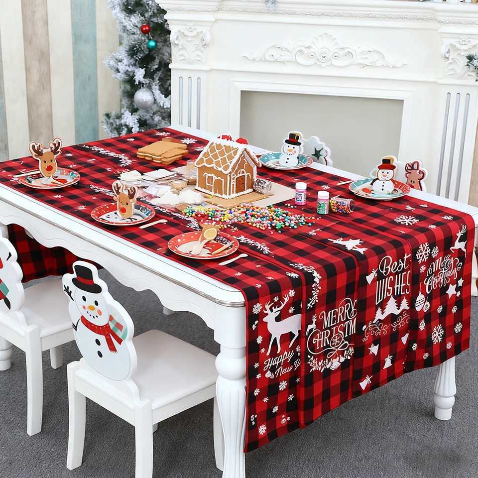 Christmas 1pc New Year Christmas Tablecloth Xmas Table Linens for Christmas Decoration Home Tablecover Decorative Y251113