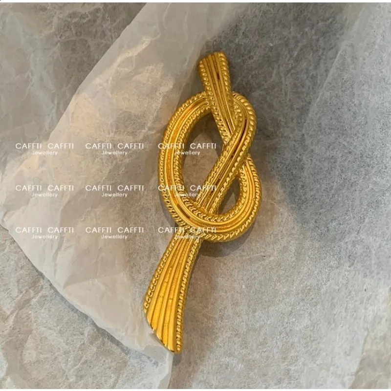 French frosted knot bow gold antique chest highend womens flower pin temperature sweater accessories 250410