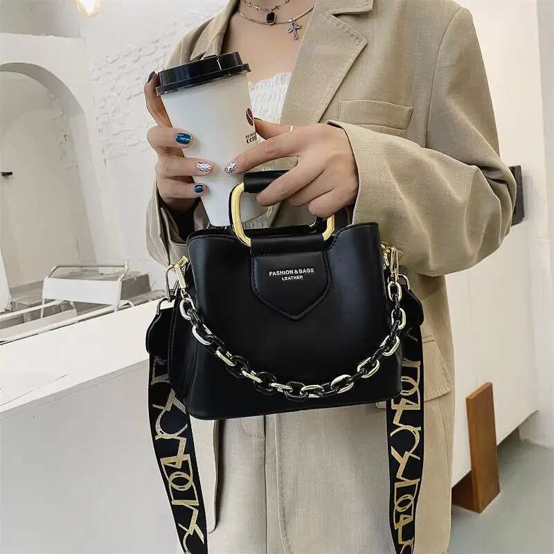 Designer Women's Bucket Thick Chain Handbags Purses Leather Shopper Shoulder Bag Female Mini Crossbody Bags Totes