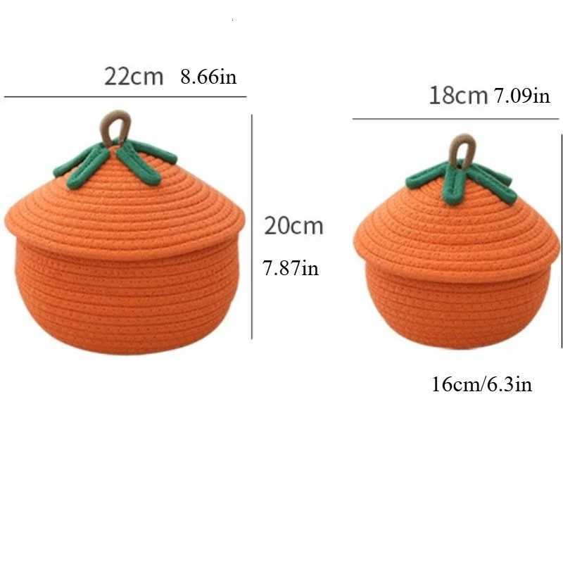 Cotton Rope Pumpkin Large Capacity Storage Basket with Lid Dust-Proof Clutter Storage Box Suitable for Living Ro Bedro Y251112