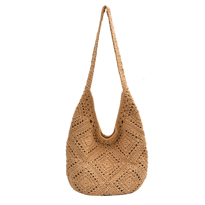2025S Designer Women S Bag Large Capacity For Women New Summer Seaside Vacation Straw Woven Versatile Commuter Single Shoulder Tote Bag