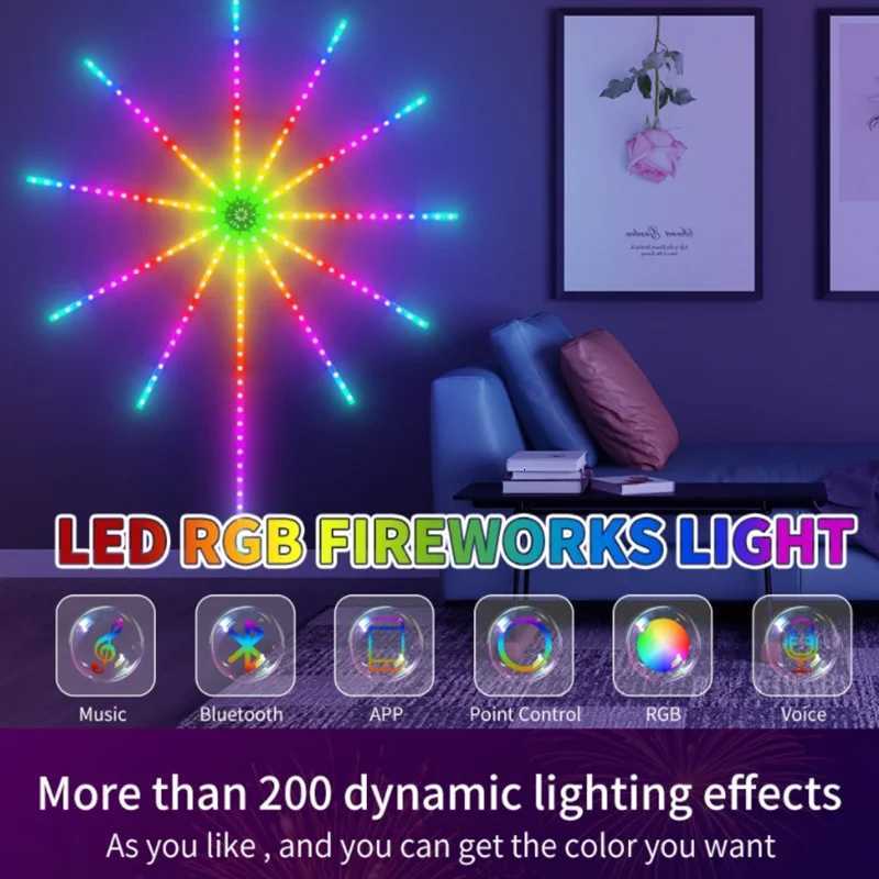 NEW 2025 Firework Light LED Strip Bluetooth Smart APP Control Neon Strip USB 5V Smart Lamp Sync Music Christmas Party Decoration W251112