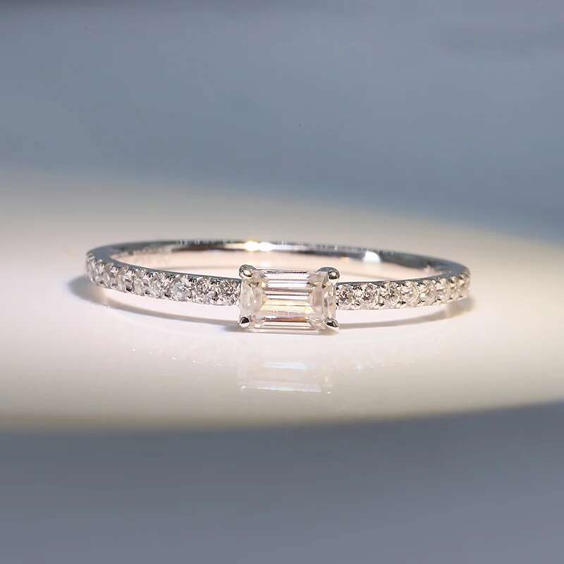 0.33ct 3x5mm Baguette Cut CVD HPHT Lab Grown Engagement Ring EF Color VVS1 Solid Real 14K White Gold Band for Women Lady