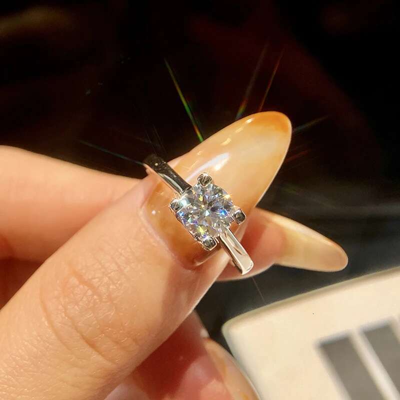 GRA 1CT Sparkling Moissanite Diamond Wedding Rings For Women Engagement Gift Real 925 Sterling Silver Best Quality Fine Jewelry