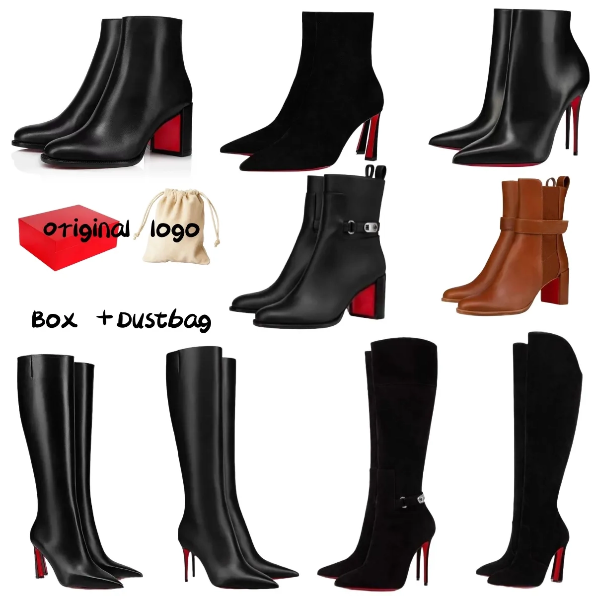 10A boots designer womens brand heels women dress shoes Red Shiny BottomBoots Toe High Heels 8cm 10cm 12cm Stiletto Genuine Leather Woman Boots Pumps