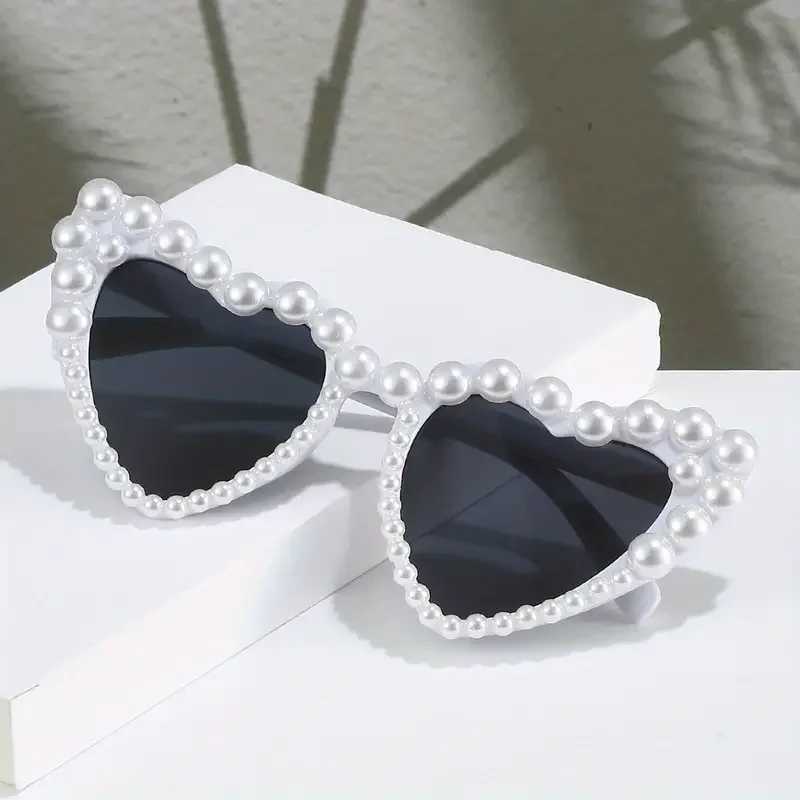 Heart Big Frame Love Inlaid Pearl fashion Ladies Sunglasses Wedding Decorative Glasses for Party UseC250412