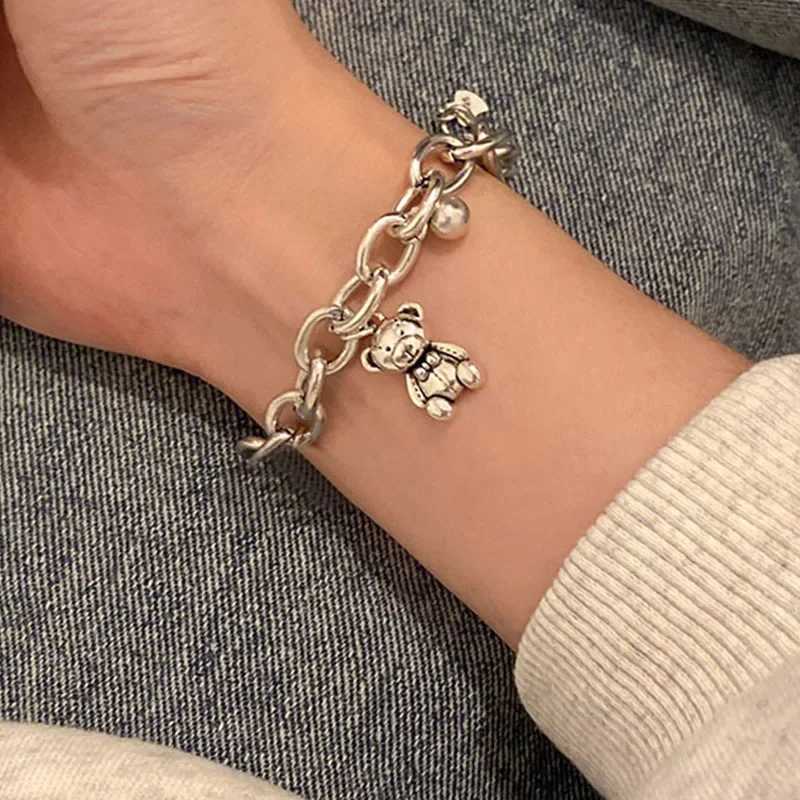 New Arrival Trendy Bear Animal Love Heart Vintage Thai Silver Ladies Charm Bracelets Jewelry For Women Birthday Gifts CheapC250411
