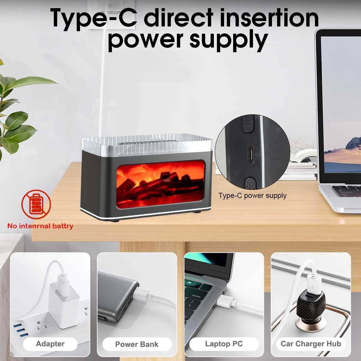 Simulation 3D Fireplace Flame Aromatherapy Machine Home Desktop Aromatherapy Sprayer Colorful Essential Oil Aromatherapy Machine Y251113