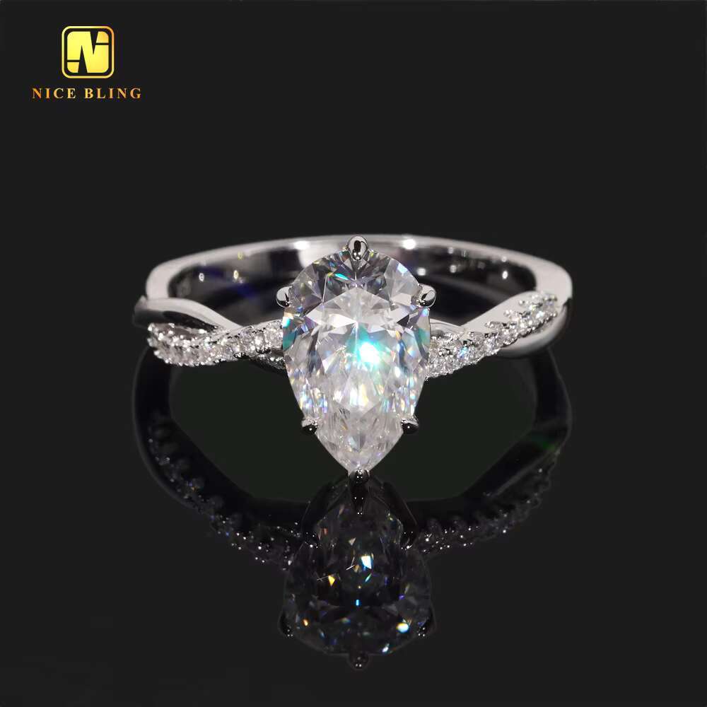 Pear Cut Big VVS Moissanite Diamond Fashion Jewelry Wedding Ring 925 Sterling Silver Rings Jewelry Engagement Ring for Women