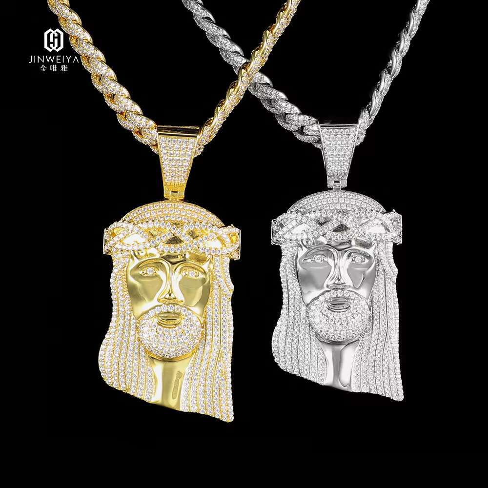 S925 Sterling Silver Jesus Inspired Hip Hop Moissanite Pendant Fashion Charm Jewelry with Strand Chain for Gift or Wedding