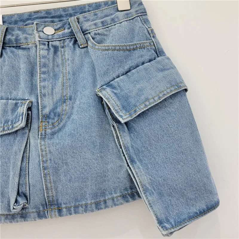 Irregular Work Dress Denim For Women Spring And Summer High Waist A-E Anti-Exposure Hip-Hing Hot Girl Skirt
