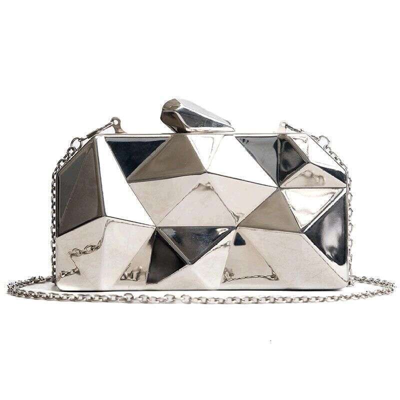 2025New Fashion Diamond Iron Box Dinner Women's Handheld Metal Chain Evening Dress Bag