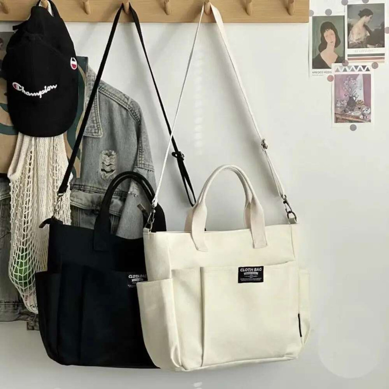 Large Capacity Canvas Tote Shoulder Women's Messenger Bag Multi Pocket Casual Crossbody Handbags womens