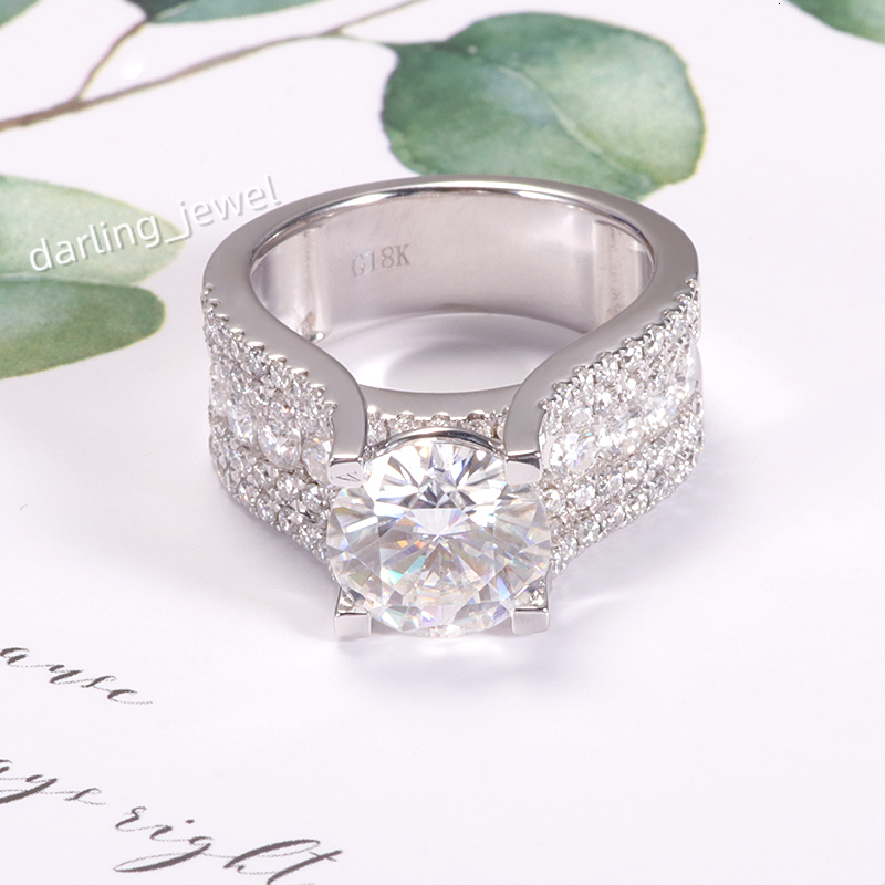 Luxury 3 CT Wedding Rings Moissanite Diamond Ring 18k White Gold Solid Ring for Women