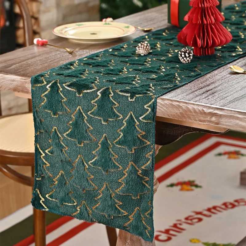 Christmas Golden Christmas Tablecloth Table Flag Decoration Christmas Dining Table Decoration Festive Atmosphere Decoration Y251113