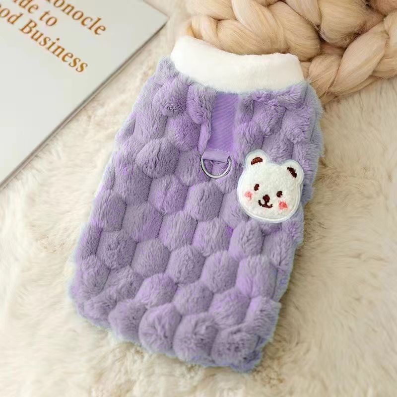 Summer Thin - style Belly - protecting Cat Clothes with Blue and White Sea Salt Bear Design. Also for Small Dogs, Ideal for Air - conditioned Rooms to