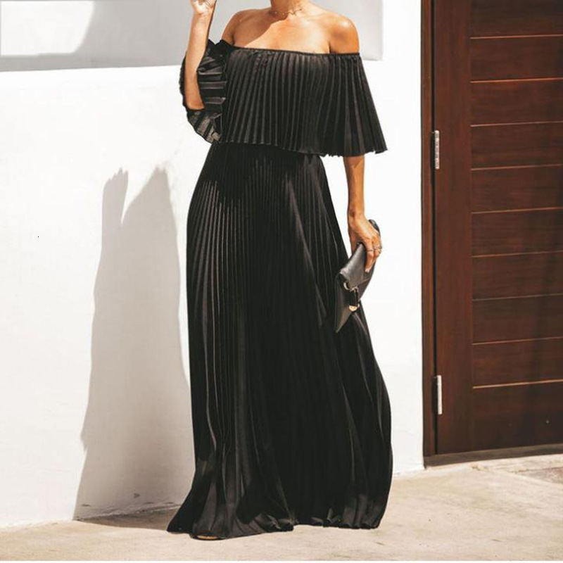 2025 New Womens Long Skirt Sexy Off Shoulder One Shoulder Pleated Chiffon Evening Dress