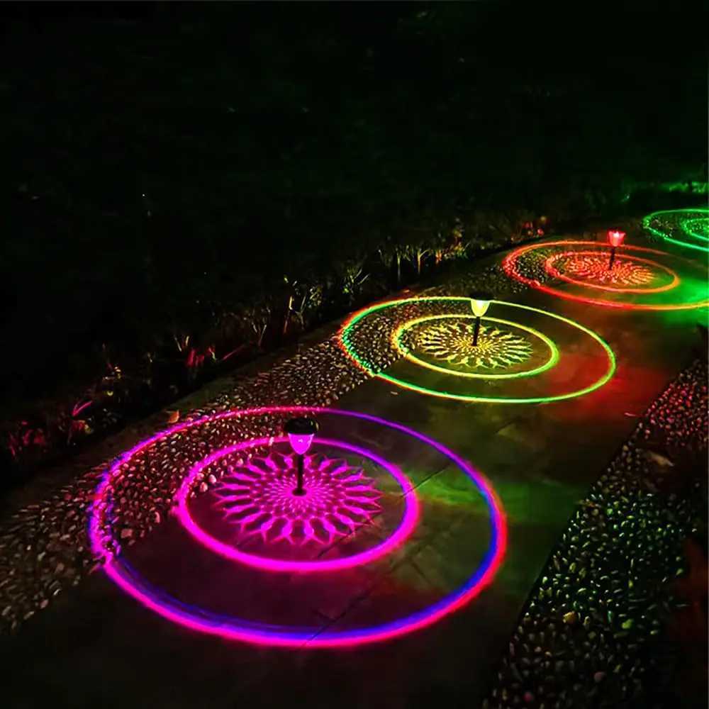 Solar Lights Outdoor Waterproof RGB Color Changing Garden Lights Solar Powered Auto On/Off Outside Grass Path Landscape Lighting M251113