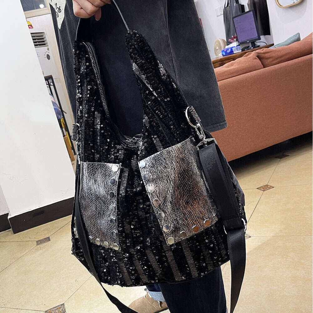 Backpack Large Capacity Soft Leather Fashion Glitter Single Shoulder Big Trendy New Personalized Handbag Crossbody Bag