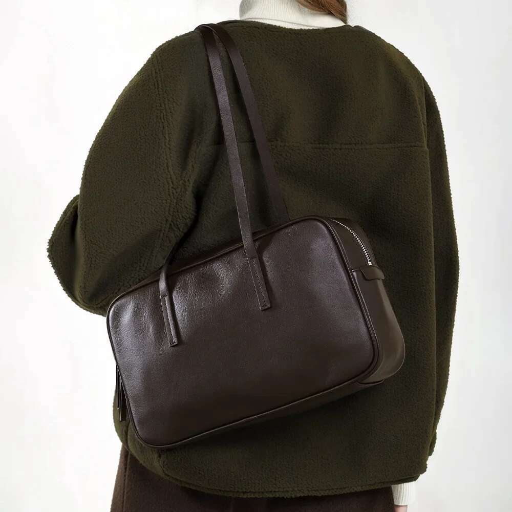 Motingsome 100% Cowhide Shoulder Designer Bags Underarm Purses Fashionable Lady Genuine Leather Satchel 2025 New