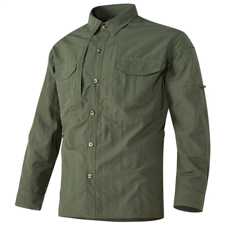 selling 6XL highquality tactical shirt mens outdoor combat multi pocket quick dry camping long sleeved shirt 250411