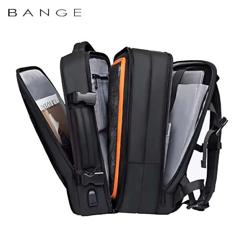 BANGE Expandable Men's Waterproof 17.3 in Laptop Backpack Man Large Capacity Hiking Travel Bag Male Backpacks for Men