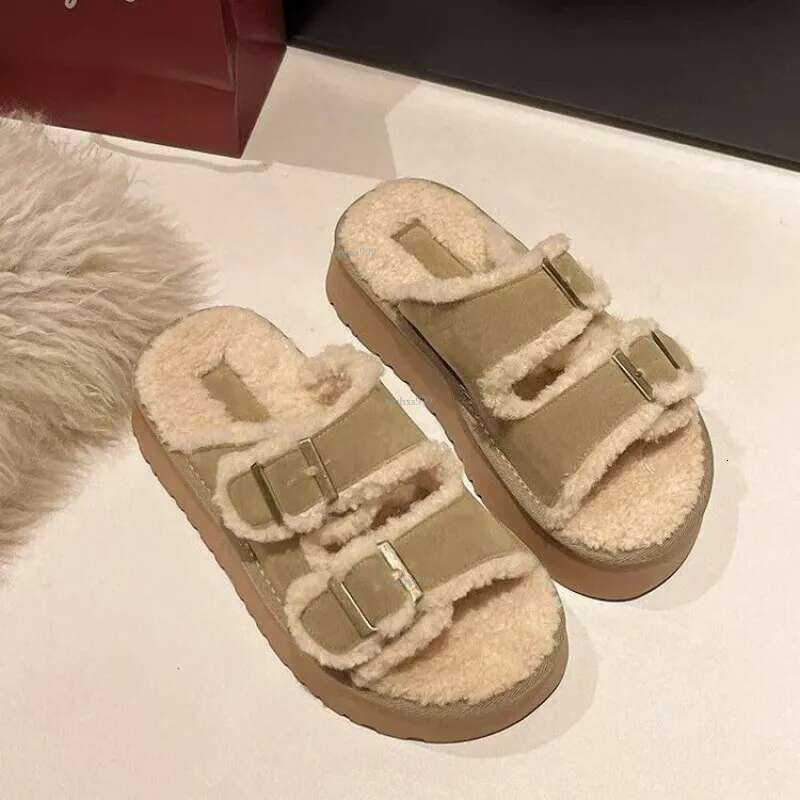 New Free Shipping Designer Shoes Boken And Slippers For Women 2025 Autumn/winter Outerwear Internet Red Thick Bottom Hairy Slippers Versatile Women 